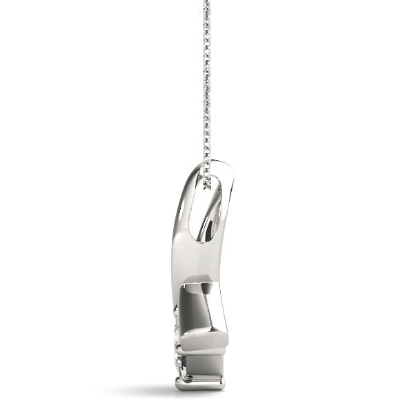 White gold Princess Cut Solitaire Pendant with Twist Prong Setting
