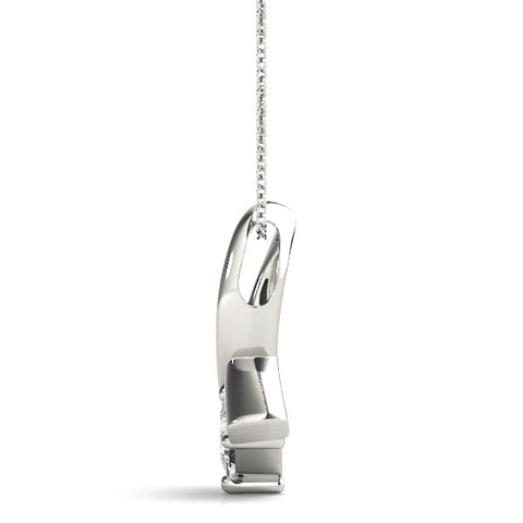 White gold Princess Cut Solitaire Pendant with Twist Prong Setting