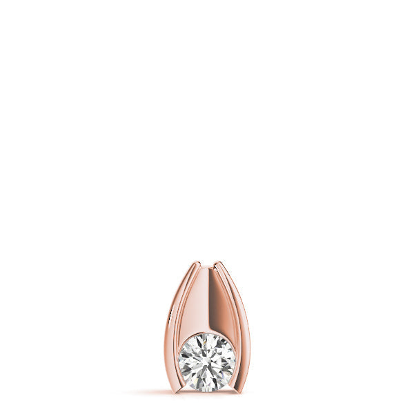 Rose gold Round Bezel Solitaire Pendant with V-Prong Setting