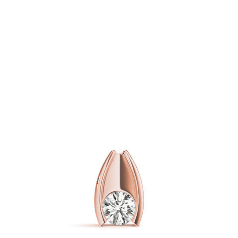 Rose gold Round Bezel Solitaire Pendant with V-Prong Setting