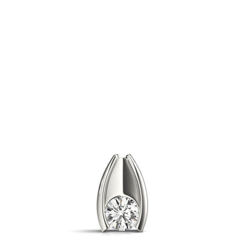 White gold Round Bezel Solitaire Pendant with V-Prong Setting