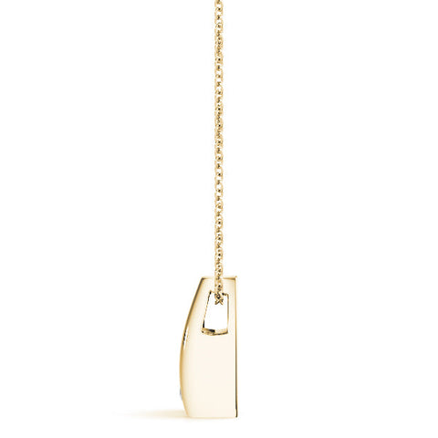 Yellow gold Round Bezel Solitaire Pendant with V-Prong Setting