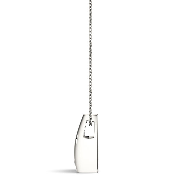 White gold Round Bezel Solitaire Pendant with V-Prong Setting