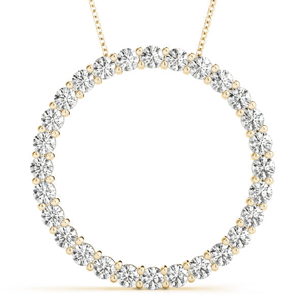 Yellow gold Round Diamond Prong Set Eternity Pendant