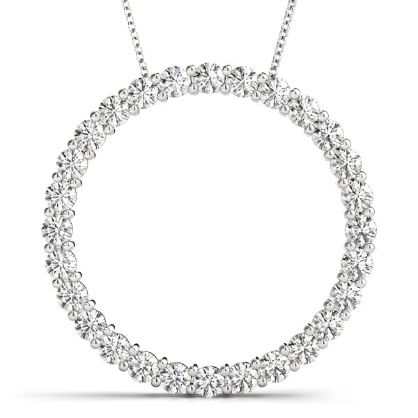 White gold Round Diamond Prong Set Eternity Pendant