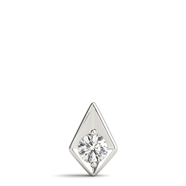 White gold Round Diamond Rhombus Bezel Pendant