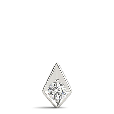 White gold Round Diamond Rhombus Bezel Pendant