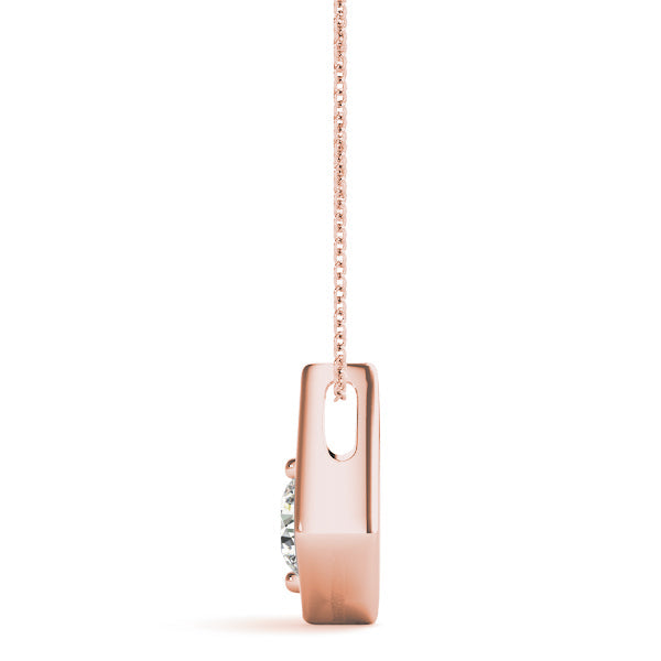 Rose gold Round Diamond Rhombus Bezel Pendant