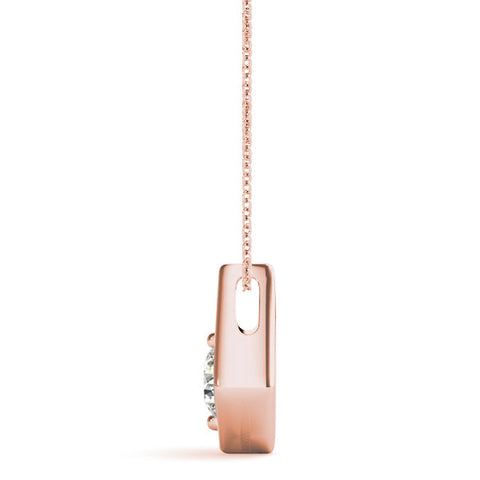 Rose gold Round Diamond Rhombus Bezel Pendant