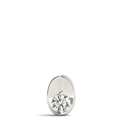 White gold Half Bezel Round Cut Diamond Pendant