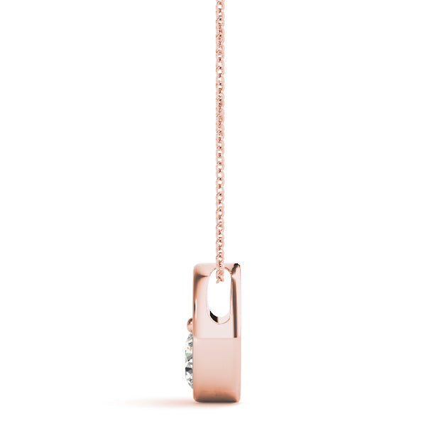 Rose gold Half Bezel Round Cut Diamond Pendant