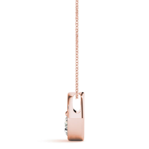 Rose gold Half Bezel Round Cut Diamond Pendant