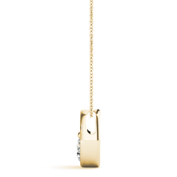 Yellow gold Half Bezel Round Cut Diamond Pendant