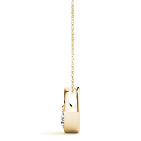 Yellow gold Half Bezel Round Cut Diamond Pendant