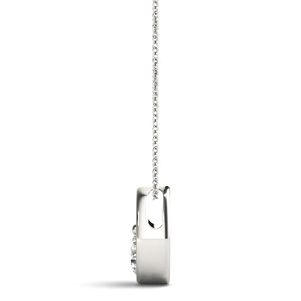 White gold Half Bezel Round Cut Diamond Pendant