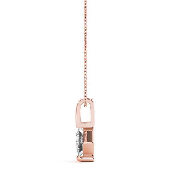Rose gold Princess Cut Bezel Set Diamond Pendant