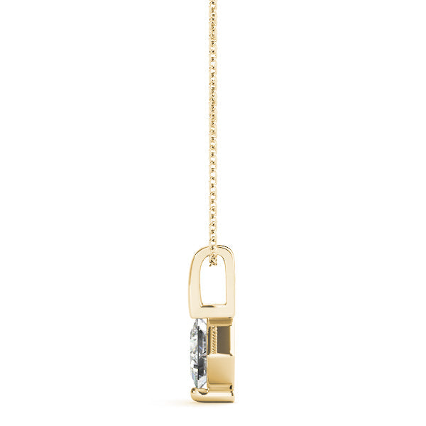 Yellow gold Princess Cut Bezel Set Diamond Pendant