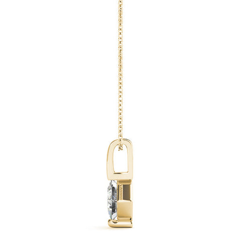 Yellow gold Princess Cut Bezel Set Diamond Pendant