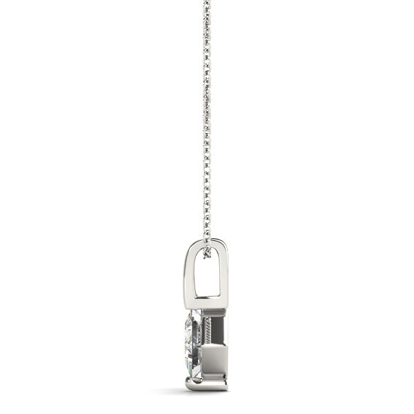 White gold Princess Cut Bezel Set Diamond Pendant