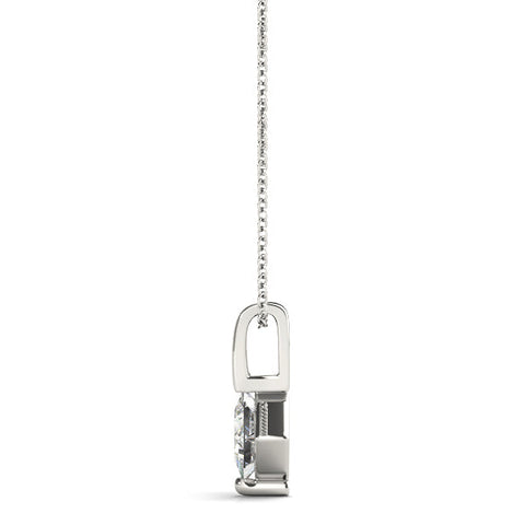 White gold Princess Cut Bezel Set Diamond Pendant