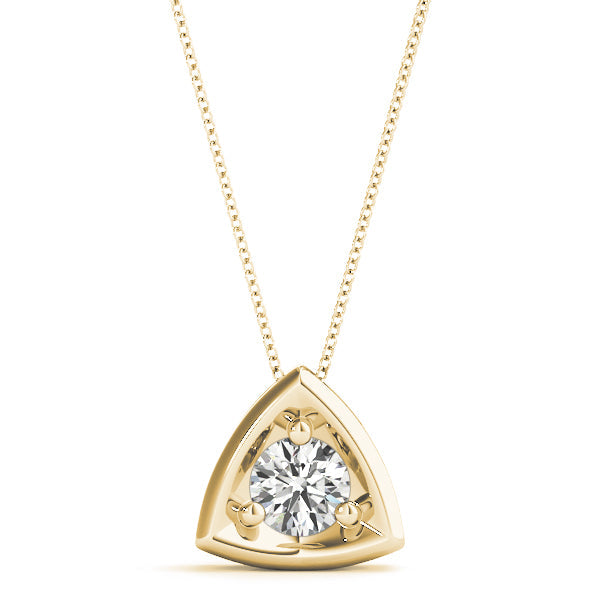 Yellow gold Trillion Cut Diamond Bezel Pendant