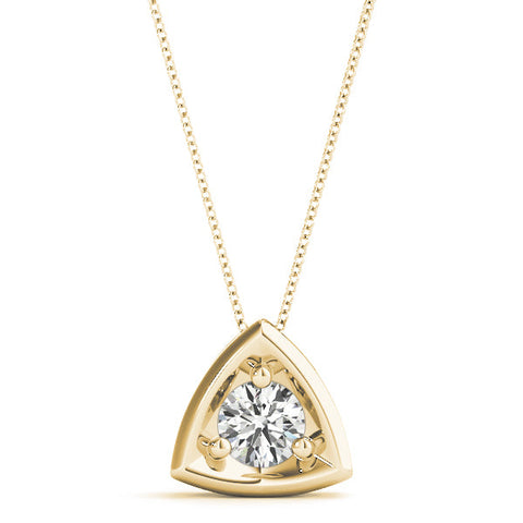 Yellow gold Trillion Cut Diamond Bezel Pendant