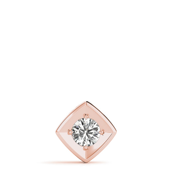 Rose gold Round Diamond Square Bezel Pendant