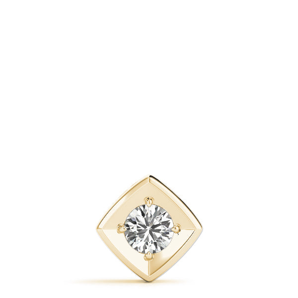 Yellow gold Round Diamond Square Bezel Pendant