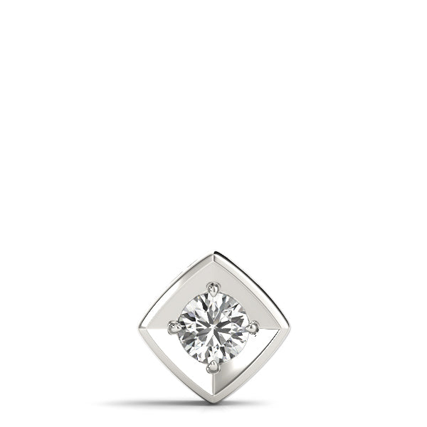 White gold Round Diamond Square Bezel Pendant