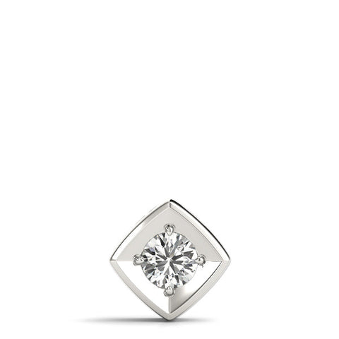 White gold Round Diamond Square Bezel Pendant