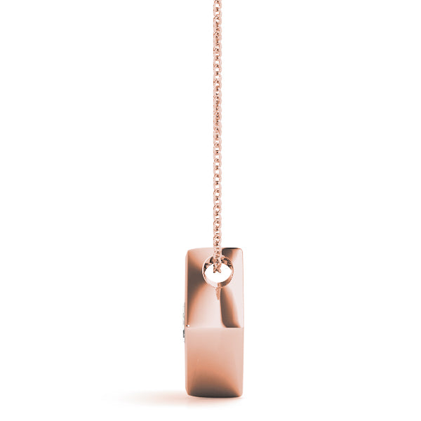 Rose gold Round Diamond Square Bezel Pendant