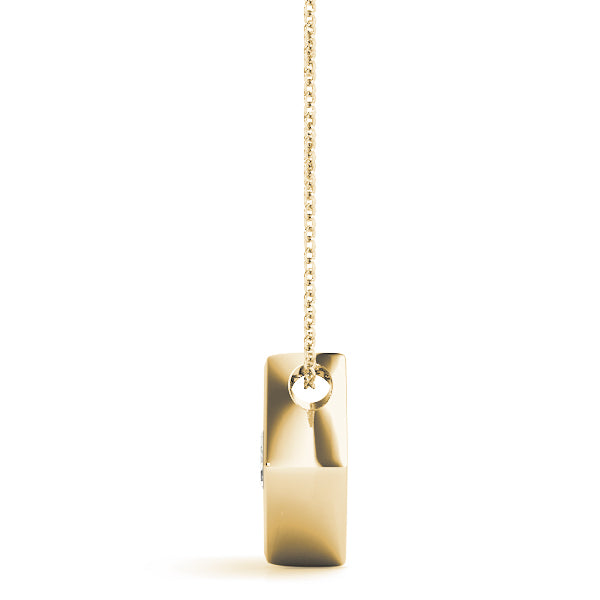 Yellow gold Round Diamond Square Bezel Pendant