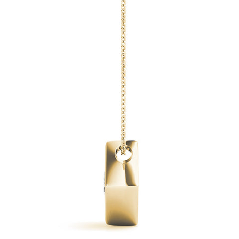 Yellow gold Round Diamond Square Bezel Pendant