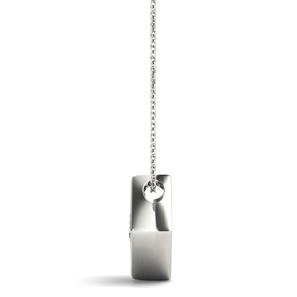 White gold Round Diamond Square Bezel Pendant