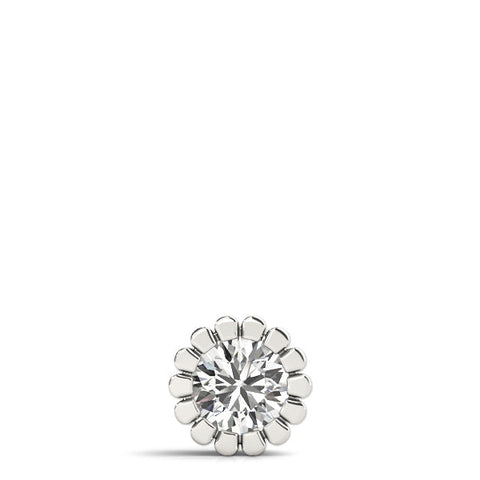 White gold Round Diamond Flower Prong Pendant