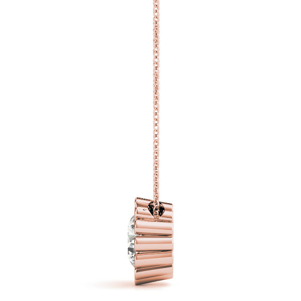 Rose gold Round Diamond Flower Prong Pendant