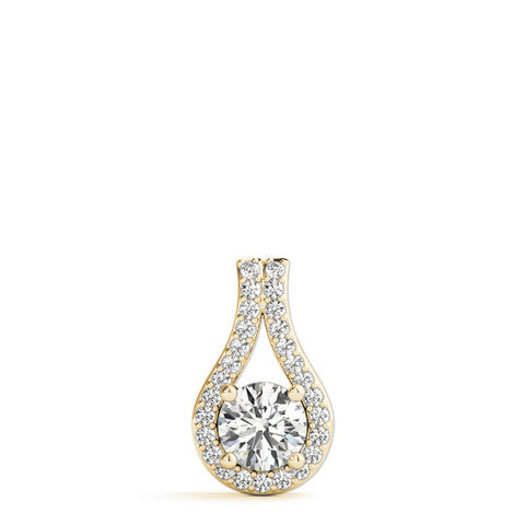 Yellow gold Round Halo Prong Set Pendant