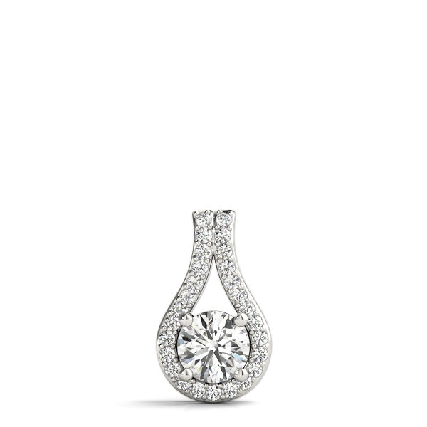 White gold Round Halo Prong Set Pendant