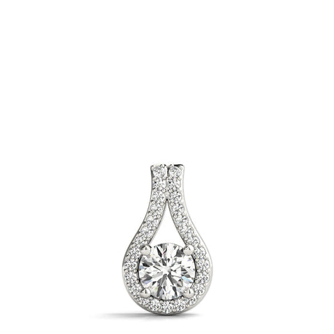 White gold Round Halo Prong Set Pendant