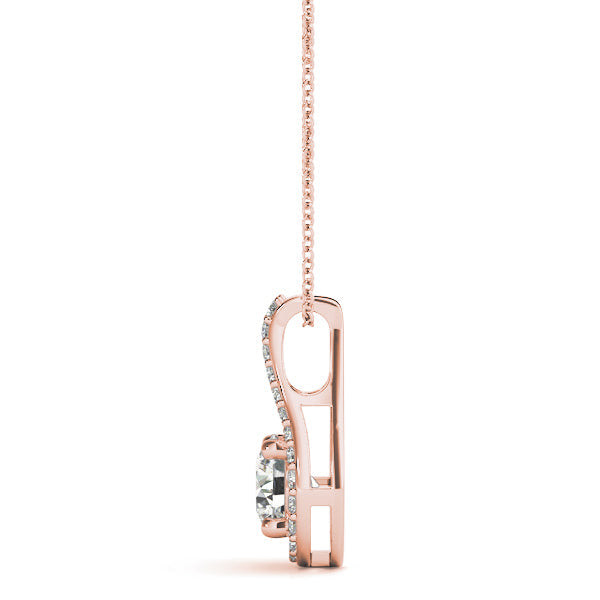 Rose gold Round Halo Prong Set Pendant