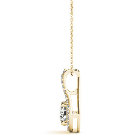 Yellow gold Round Halo Prong Set Pendant