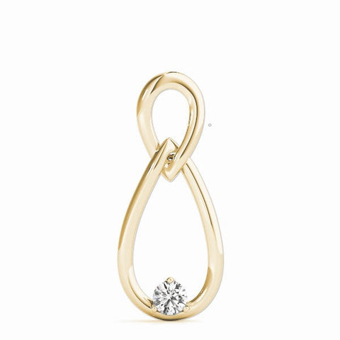 Yellow gold Infinity Teardrop Pendant with Round Diamond in Bezel Setting