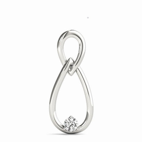 White gold Infinity Teardrop Pendant with Round Diamond in Bezel Setting
