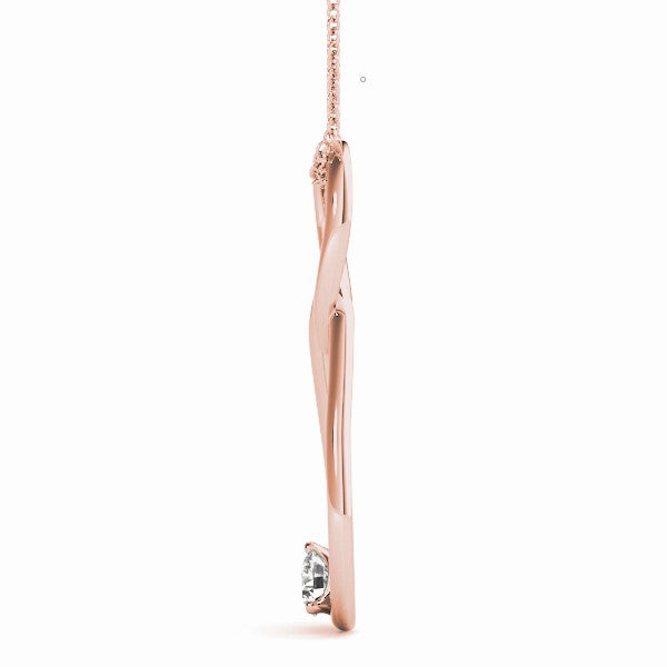 Rose gold Infinity Teardrop Pendant with Round Diamond in Bezel Setting