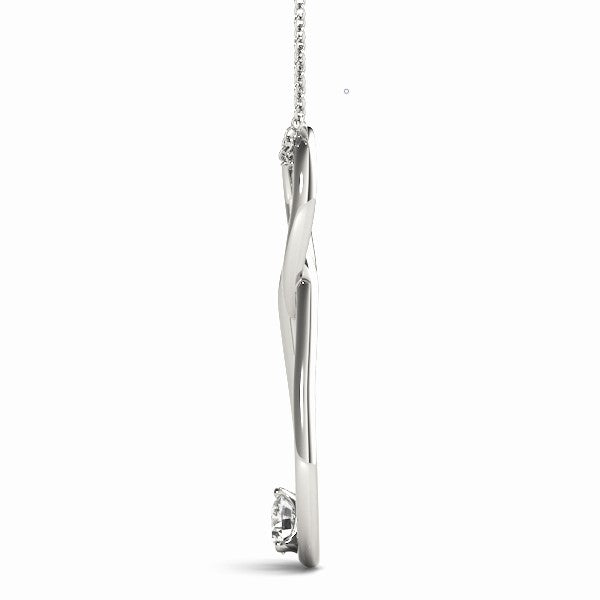 White gold Infinity Teardrop Pendant with Round Diamond in Bezel Setting