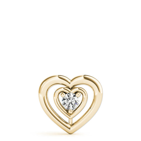 Yellow gold Heart Prong Round Diamond Pendant