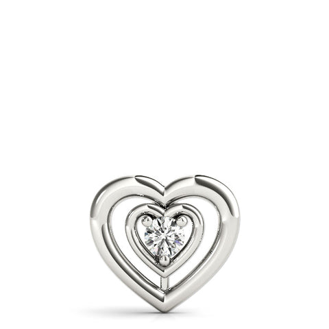 White gold Heart Prong Round Diamond Pendant