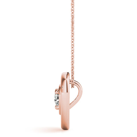 Rose gold Heart Prong Round Diamond Pendant