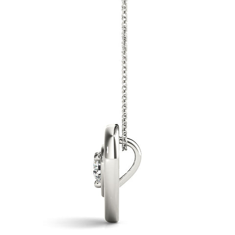 White gold Heart Prong Round Diamond Pendant