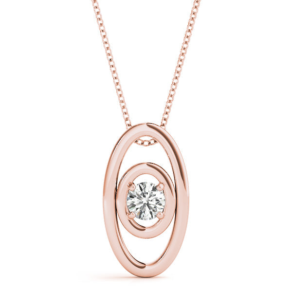 Rose gold Round Diamond Bezel Set Pendant with Double Halo